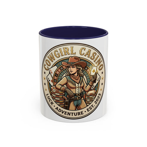 Cowgirl Casino emblem Accent Coffee Mug | 11oz 15oz
