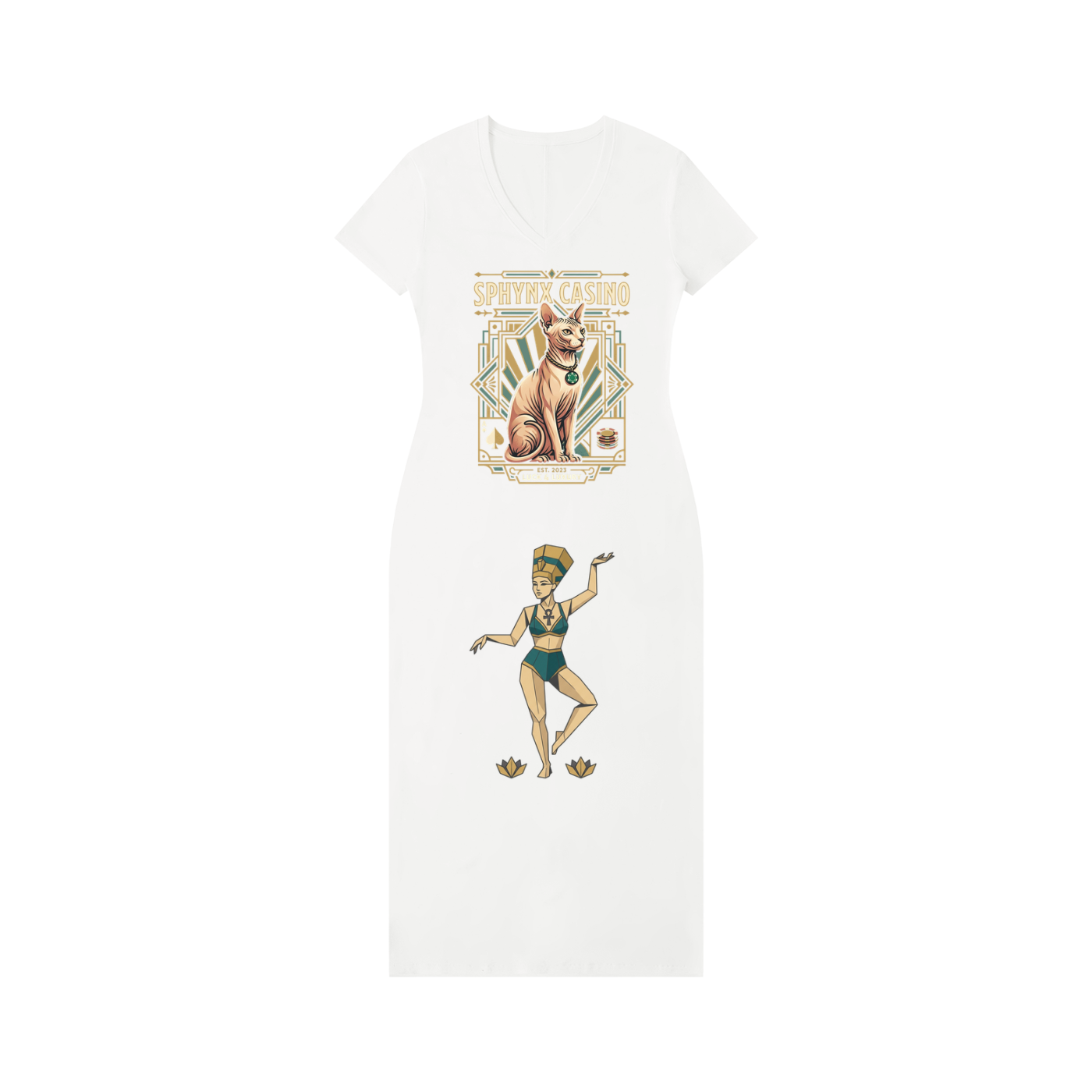 Women's V-Neck Short Sleeve Maxi Dress