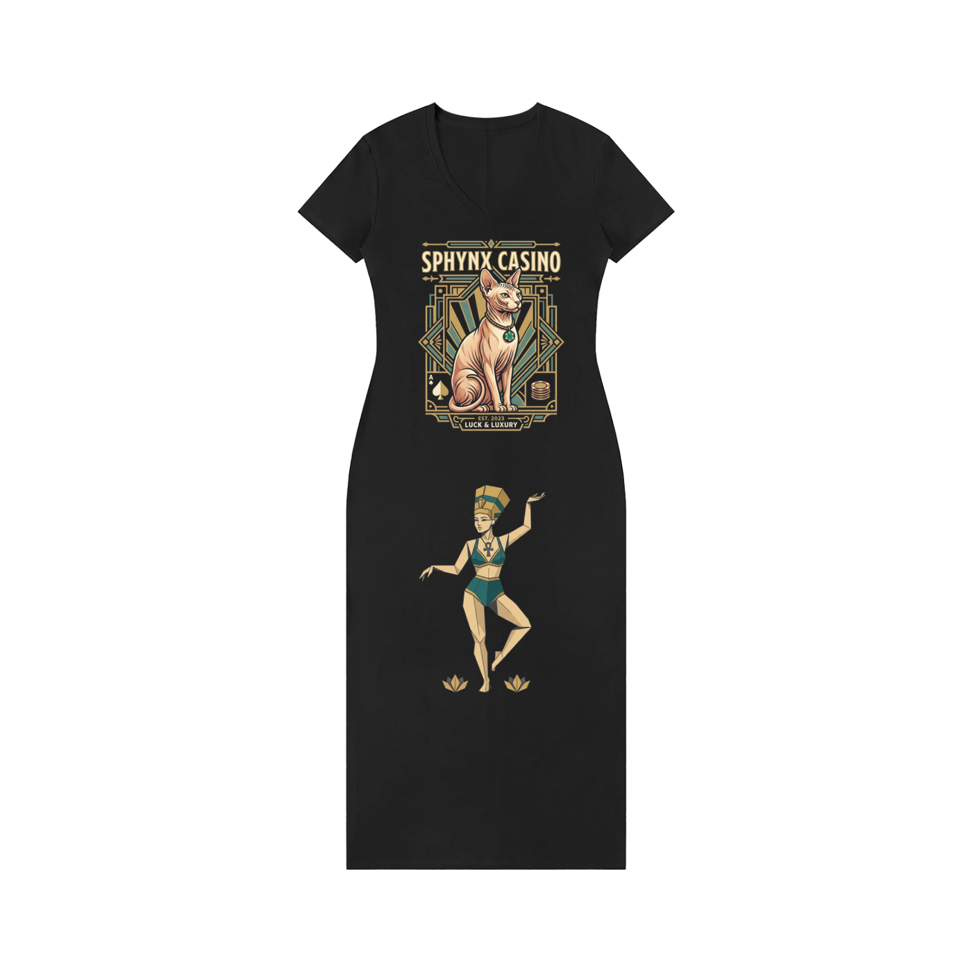 Women's V-Neck Short Sleeve Maxi Dress