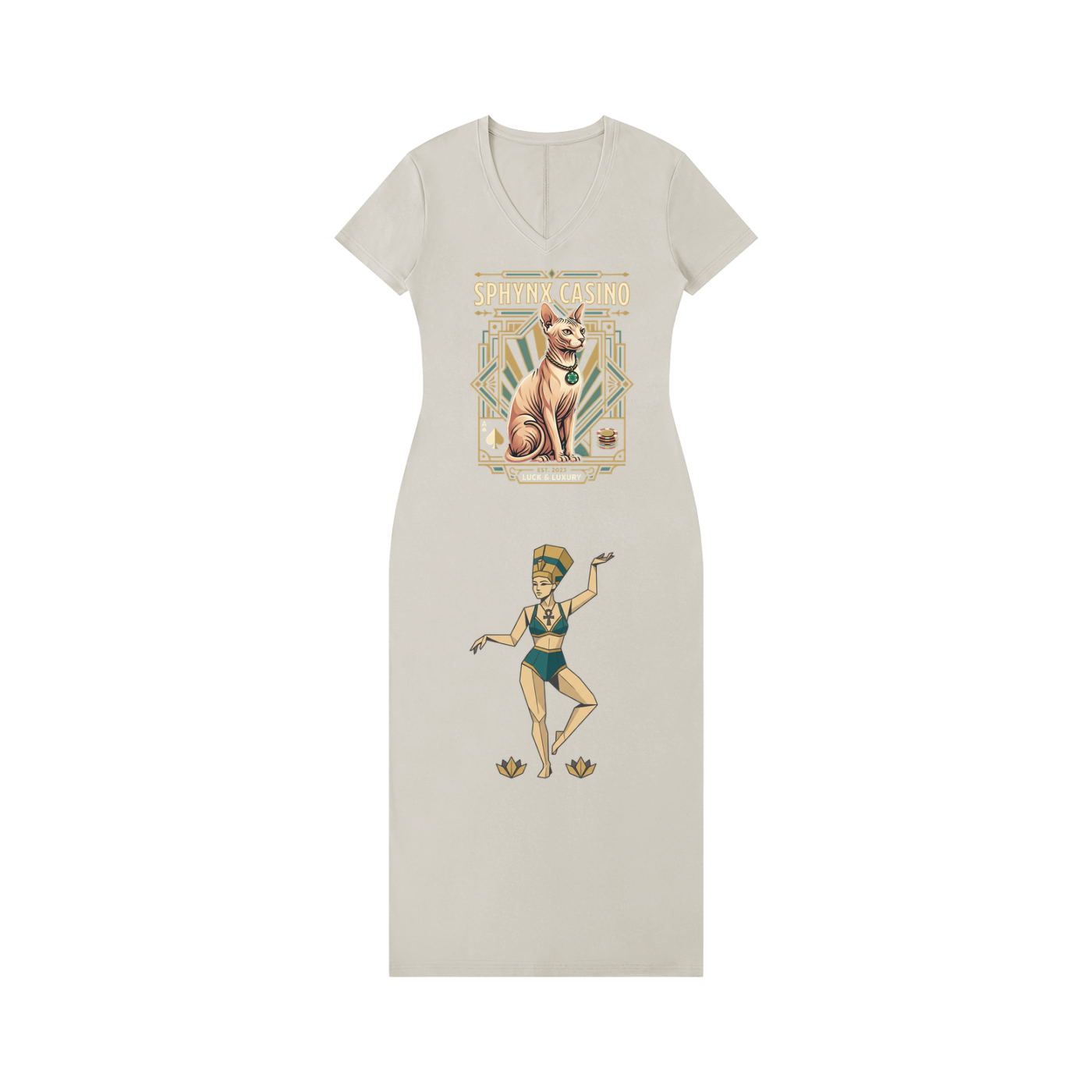 Women's V-Neck Short Sleeve Maxi Dress